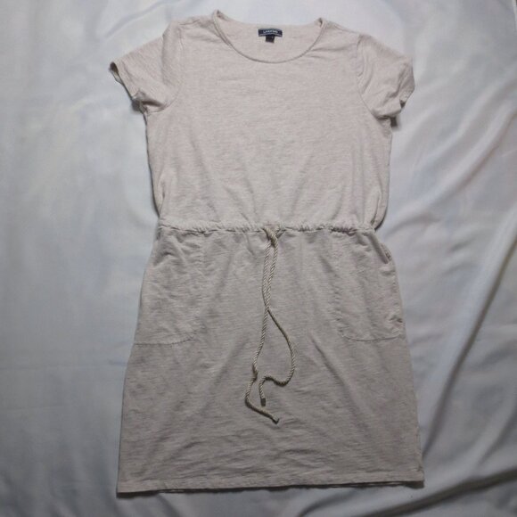 LANDS' END womens DRESS shift TAN cream HEATHERED t-shirt TEE pockets SIZE XL/T - Picture 2 of 12